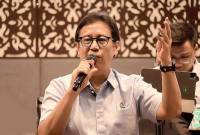 Menteri Kesehatan (Menkes) RI Budi Gunadi Sadikin memberikan paparan di Universitas Negeri Padang, Sumatera Barat, Senin (11/8/2025). (ANTARA/M Zulfikar)