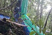 Helikopter Eastindo Air BK 117 D3 yang jatuh di Mantewe, Tanah Bumbu, Kalsel, ditemukan oleh Tim SAR pada Rabu (3/9/2025). (Foto: Istimewa)