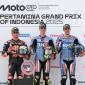 
Podium Juara MotoGP Mandalika, dari kiri: Pedro Acosta, Fermin Aldeguer dan Alex Marquez. (X @Twitter Michelin Motorsport @Michelin_Sport)