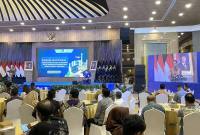 Menteri Hukum Supratman Andi Agtas menyampaikan sambutan saat peluncuran aplikasi layanan sistem verifikasi pemilik manfaat di Jakarta, Senin (6/10/2025). (ANTARA/Fath P Mulya)
