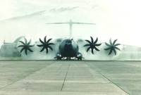 Pesawat angkut TNI AU A400M saat menjalani prosesi Water Salute di Lanud Halim Perdanakusuma, Jakarta, Senin (3/11/2025). (ANTARA/Walda Marison)