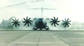 Pesawat angkut TNI AU A400M saat menjalani prosesi Water Salute di Lanud Halim Perdanakusuma, Jakarta, Senin (3/11/2025). (ANTARA/Walda Marison)