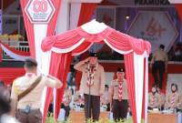 H. Muhidin saat memimpin Apel Besar Hari Pramuka ke-64. Foto : MC Kalsel