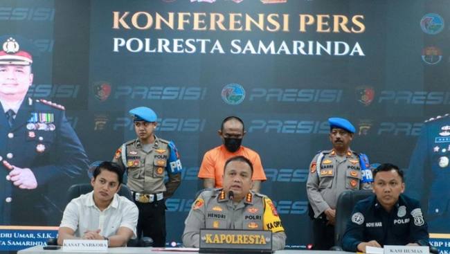 Polresta Samarinda saat merilis kasus pengungkapan narkoba di Samarinda. (Foto: Istimewa)