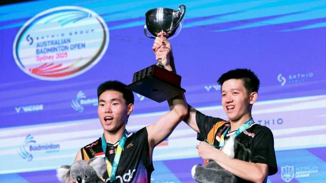 Raymond Indra/Nikolaus Joaquin, juara Australia Open 2025. (Foto: PP PBSI)
