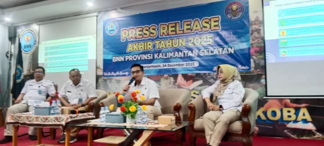 Capaian tersebut disampaikan dalam pers rilis akhir tahun di Kantor BNNP Kalsel, Banjarmasin, Rabu (24/12/2025) (SuarIndonesia/DO