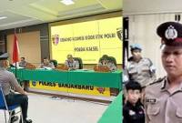 Bripda Muhammad Seili saat mengikuti Sidang Komisi Kode Etik Polri (KKEP) di Polres Banjarbaru, Senin (29/12/2025). (Foto: detikKalimantan/Antara)