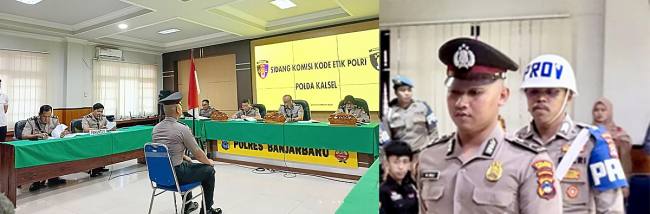 Bripda Muhammad Seili saat mengikuti Sidang Komisi Kode Etik Polri (KKEP) di Polres Banjarbaru, Senin (29/12/2025). (Foto: detikKalimantan/Antara)