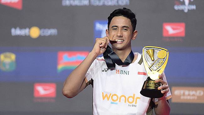 Alwi Farhan juara Indonesia Masters 2026 dengan menciptakan rekor baru. (Foto: ANTARA/Sulthony Hasanuddin)