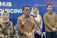 Menteri Perdagangan Budi Santoso (kedua kiri) memberikan keterangan pers di Kantor Kementerian Perdagangan, Jakarta, Kamis (26/2/2026). (Antara/Shofi Ayudiana)