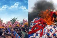 Tradisi bakar naga di area Pemakaman Yayasan Bakti Suci, Jalan Adi Sucipto, Kubu Raya pada Rabu (4/3/2026) sore, sebagai penanda ditutupnya seluruh rangkaian Cap Go Meh. (Foto: detikKalimantan/Ocsya Ade CP)