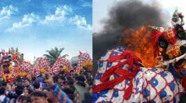 Tradisi bakar naga di area Pemakaman Yayasan Bakti Suci, Jalan Adi Sucipto, Kubu Raya pada Rabu (4/3/2026) sore, sebagai penanda ditutupnya seluruh rangkaian Cap Go Meh. (Foto: detikKalimantan/Ocsya Ade CP)