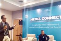 General Manager InJourney Airports Bandara Internasional Syamsudin Noor, Stephanus Millyas Wardana saat media gathering di Banjarbaru, Rabu (15/4/2026). (Foto: Antara)
