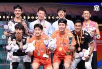 Podium ganda putra Badminton Asia Championships 2026. (instagram: @badminton.ina)
