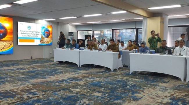 Rapat kesiapsiagaan karhutla digelar Kementerian LH dan diikuti Pemprov Kalsel. Foto : Istimewa