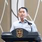 Wali Kota Banjarmasin HM Yamin HR saat memberikan sambutan pada kegiatan sosialisasi penguatan daya saing pasar rakyat di Balaikota, Selasa (19/5/2026). (Foto: Humas Pemko Banjarmasin)