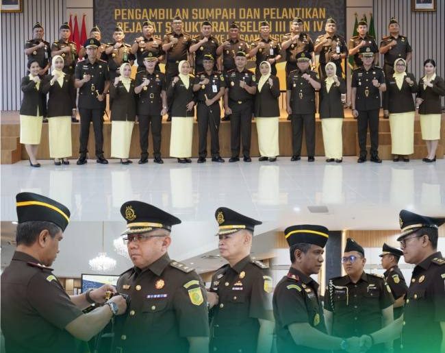 Dilantik empat pejabat struktural eselon III dan IV lingkup Kejaksaan Tinggi (Kejati) Kalimantan Selatan (Kalsel), Kamis (7/5/2026) (SuarIndonesia/Ist)
