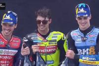 Podium juara MotoGP Catalunya 2026. (Screenshot @SPOTV)