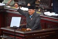 Presiden Prabowo Subianto menyampaikan pidato dalam Rapat Paripurna ke-19 DPR RI Masa Persidangan V Tahun Sidang 2025-2026 di kompleks Parlemen, Jakarta, Rabu (20/5/2026). (Foto: Antara/Rivan A Lingga)