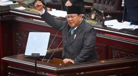 Presiden Prabowo Subianto menyampaikan pidato dalam Rapat Paripurna ke-19 DPR RI Masa Persidangan V Tahun Sidang 2025-2026 di kompleks Parlemen, Jakarta, Rabu (20/5/2026). (Foto: Antara/Rivan A Lingga)