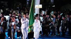 Kafilah Balangan saat tampil di pawai pembukaan MTQ Nasional XXXVII Kalimantan Selatan di Kabupaten Barito Kuala, Sabtu (20/6/2026). - Foto: Mc.Balangan