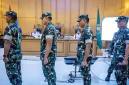 Empat personel TNI terkait kasus dugaan penganiayaan terhadap Andrie Yunus dalam sidang pembacaan putusan di Pengadilan Militer II-08 Jakarta, Rabu (10/6/2026). (Foto Antara/Agatha Olivia V)