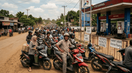 Foto Ilustrasi kelangkaan BBM. (Foto: SI/UT/@Gemini.Ai)