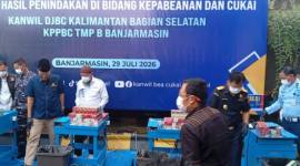 Semua barang bukti dimusnahkan di Halaman Kanwil DJBC Kalbagsel di Jalan A Yani Banjarmasin, dengan dihadiri perwakilan dari instansi TNI, Polri, Kejaksaan hingga Pemerintah Daerah. Rabu (29/7/2026) (SuarIndonesia/DO)