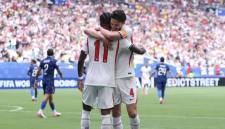 Declan Rice mencetak gol pertama Inggris. (Foto: Getty Images/Buda Mendes)