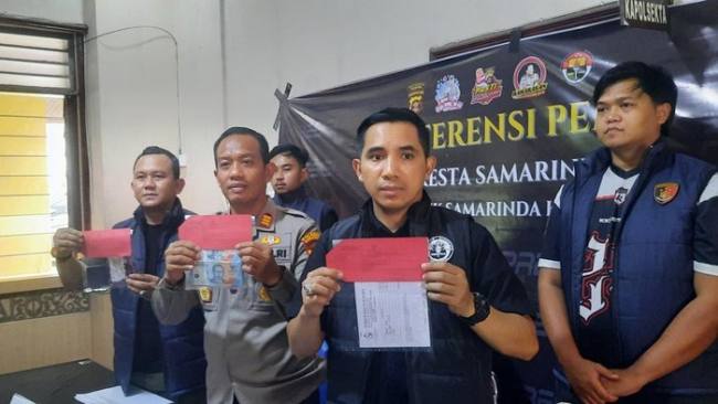 Polsek Samarinda saat merilis kasus pencurian. (Foto: detikKalimantan/M Budi K)