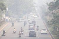 Kota Pontianak diselimuti kabut asap karhutla. (Foto: Antara/Jessica Wuysang)