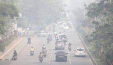 Kota Pontianak diselimuti kabut asap karhutla. (Foto: Antara/Jessica Wuysang)
