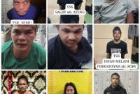 9 tersangka jaringan narkoba yang menyerang polisi di Katingan, Kaltim ditangkap polisi, Sabtu (11/9/2026). (Foto: Istimewa)