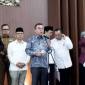 Wakil Ketua DPR RI Sufmi Dasco Ahmad saat konferensi pers bersama jajaran pemerintah di kompleks parlemen, Jakarta, Selasa (18/8/2026). (Foto: Antara/Bagus Ahmad R)
