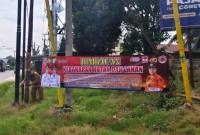 BPBD Balangan pasang spanduk imbauan di sejumlah titik strategis. Foto : MC Balangan
