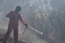 Petugas Manggala Agni memadamkan kebakaran hutan dan lahan (karhutla) di kawasan Taman Hutan Raya (Tahura) Sultan Adam di Kabupaten Banjar, Kalimantan Selatan, Rabu (5/8/2026). (Foto: HO-Dishut Kalsel)