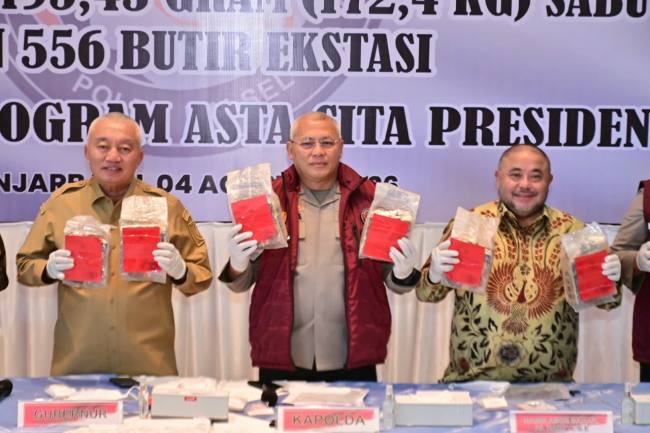 Semua barang butir dimusnahkan di Mapolda Kalsel Banjarbaru, Selasa (4/8/2026) (SiarIndonesia/ZI)