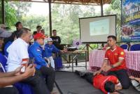 Para peserta antusias mengikuti pelatihan dan simulasi rescue dari BASARNAS Kabupaten Tabalong di Wisata Balang Bekayuh Balanting, Desa Balang.