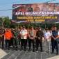 Foto bersama Wakil Ketua DPRD Kabupaten Balangan, Saiful Arif (kanan baju dan topi hitam) usai mengikuti apel pasukan dan sarana prasarana (Sapras) kesiapsiagaan Karhutla di Kompleks Perkantoran Tugu Maritam, Rabu (12/8/26).