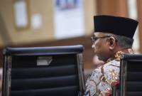 Terdakwa kasus dugaan korupsi kuota haji Yaqut Cholil Qoumas mengikuti sidang dengan agenda tanggapan perlawanan Jaksa Penuntut Umum (JPU) KPK di Pengadilan Tipikor, Jakarta, Jumat (21/8/2026). (Foto: Dok Antara/M Adimaja)
