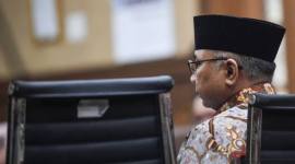 Terdakwa kasus dugaan korupsi kuota haji Yaqut Cholil Qoumas mengikuti sidang dengan agenda tanggapan perlawanan Jaksa Penuntut Umum (JPU) KPK di Pengadilan Tipikor, Jakarta, Jumat (21/8/2026). (Foto: Dok Antara/M Adimaja)
