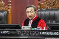 Ketua Mahkamah Konstitusi (MK) Suhartoyo memimpin sidang pembacaan putusan terhadap 17 perkara pengujian undang-undang di Gedung Mahkamah Konstitusi, Jakarta, Jumat (28/8/2026). (Foto: Antara/Rivan Awal L)