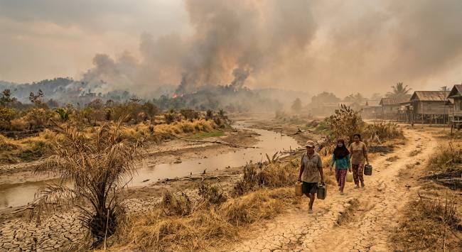 Foto ilustrasi musim kemarau memuncak. (Foto: si/ut/@gemini.ai)