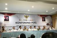 Konferensi pers rapat koordinasi antara pemerintah dan perusahaan pemegang hak guna usaha dan perizinan berusaha pemanfaatan hutan dalam rangka penanganan karhutla telah di Jakarta, Senin (7/9/2026). (Foto: Antara/Devi Nindy)