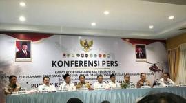 Konferensi pers rapat koordinasi antara pemerintah dan perusahaan pemegang hak guna usaha dan perizinan berusaha pemanfaatan hutan dalam rangka penanganan karhutla telah di Jakarta, Senin (7/9/2026). (Foto: Antara/Devi Nindy)