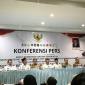 Konferensi pers rapat koordinasi antara pemerintah dan perusahaan pemegang hak guna usaha dan perizinan berusaha pemanfaatan hutan dalam rangka penanganan karhutla telah di Jakarta, Senin (7/9/2026). (Foto: Antara/Devi Nindy)