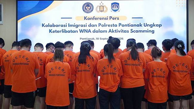 31 WNA Malaysia dan Taiwan ditangkap Imigrasi Pontianak, Kalbar. (Foto: Istimewa)