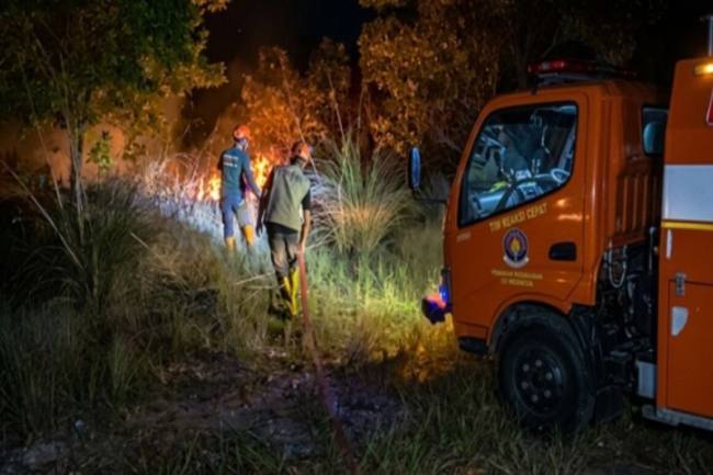 Petugas pemadam kebakaran sedang melakukan pemantauan guna antisipasi terjadinya karhutla di Banjarbaru. (Foto: HO-MC Kominfo Banjarbaru)
