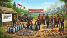 
Ilustrasi visual yang menggambarkan kesiapan bantuan peralatan pencegahan dan penanggulangan kebakaran hutan serta lahan (karhutla) untuk 13 kabupaten di Kalimantan Tengah. (SI/UT/@Gemini.Ai)