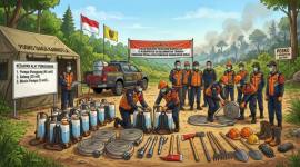 
Ilustrasi visual yang menggambarkan kesiapan bantuan peralatan pencegahan dan penanggulangan kebakaran hutan serta lahan (karhutla) untuk 13 kabupaten di Kalimantan Tengah. (SI/UT/@Gemini.Ai)